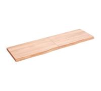 mtlskopl Étagère Murale en Chêne Massif avec Bord Vif, Tablette Bois Rustique Vernie 140 x 40 cm, Plateau de Table, Dessus de Meuble et Plan de Vasque pour Salle de Bain, Marron Clair