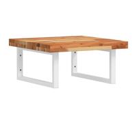 mtlskopl Étagère murale pour lavabo - 50 x 50 cm - En bois d'acacia massif - Avec supports en acier blanc - Étagère flottante pour salle de bain - Charge maximale : 100 kg