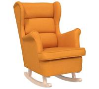 mtlskopl Fauteuil à Bascule en Tissu Jaune Foncé 74x90x102 cm | Fauteuil relaxant pour salon et chambre avec structure en bois massif et assise rembourrée. Supporte 110 kg.