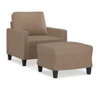 mtlskopl Fauteuil avec Repose-Pied Cappuccino, Chaise de Salon Confortable en Similicuir et Métal, Fauteuil Relax de 60 cm pour Chambre et Bureau, Design Moderne Chic