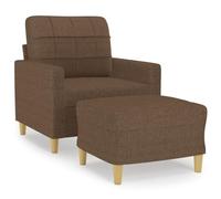 mtlskopl Fauteuil avec Repose-Pied Marron en Tissu de Polyester et Structure Métal, Chaise de Salon Confortable avec Pouf Repose-Pieds pour Lecture et Relaxation, 78x77x80 cm