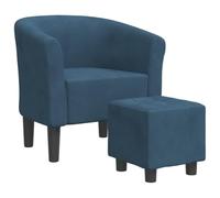mtlskopl Fauteuil Cabriolet avec Repose-Pied Velours Bleu Foncé 2 Pcs | Design capitonné élégant pour salon, chambre et bureau. Assise rembourrée confortable avec cadre robuste en pin.