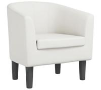 mtlskopl Fauteuil Cabriolet Blanc en Similicuir pour Salon et Chambre | Siège de relaxation rembourré avec structure en bois robuste pour sublimer votre bureau ou chambre d'amis.