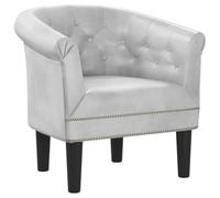 mtlskopl Fauteuil Cabriolet en Similicuir Argenté pour Salon | Siège design avec dossier capitonné et structure en bois de pin pour chambre ou bureau.