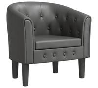 mtlskopl Fauteuil Cabriolet en Similicuir Gris pour Salon et Chambre | Fauteuil chic avec boutons décoratifs et pieds stables, idéal pour votre chambre, bureau ou salon.
