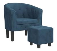 mtlskopl Fauteuil Cabriolet en Velours avec Repose-Pied, Bleu Foncé | Chaise de salon moderne au design capitonné, idéale pour la chambre ou le bureau. Cadre stable en bois de pin.