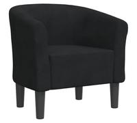 mtlskopl Fauteuil Cabriolet en Velours Noir pour Salon 70 x 56 x 68 cm | Siège d'appoint moderne avec rembourrage confortable en mousse et pieds stables, idéal pour votre chambre ou bureau.