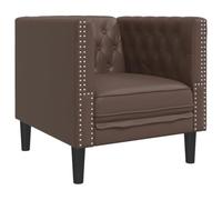 mtlskopl Fauteuil Chesterfield Marron en Similicuir, Fauteuil de Salon Vintage avec Boutons Tuftés, Chaise Rembourrée pour Salon, Bureau et Chambre, 71 x 74,5 x 70,5 cm