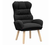 mtlskopl Fauteuil de Relaxation en Tissu Sherpa Noir 69 x 74 x 93 cm | Siège de détente moderne pour le salon, la chambre ou le bureau avec pieds robustes en hévéa de couleur noire.