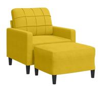 mtlskopl Fauteuil de Salon avec Repose-Pieds Velours Jaune - Chaise de Relaxation 1 Place Confortable avec Rembourrage en Mousse et Cadre en Métal pour Chambre, Salon, Bureau