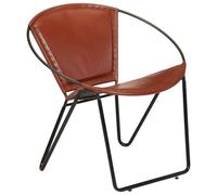 mtlskopl Fauteuil de Salon Vintage en Cuir Véritable Marron | Siège de relaxation rétro pré-assemblé pour votre salon ou bureau. Confort d'assise ergonomique en cuir de chèvre.