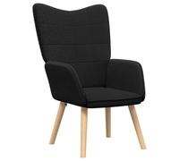 mtlskopl Fauteuil Ergonomique en Tissu Sherpa Noir 62 x 67 x 95,5 cm | Chaise de lecture relaxante pour le salon, la chambre ou le bureau, avec des pieds robustes en bois massif d'hévéa.