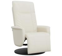 mtlskopl Fauteuil Inclinable Pivotant Similicuir Crème avec Repose-Pieds | Siège de relaxation manuel pour salon et bureau, dossier réglable et rotation libre à 360 degrés.