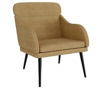 mtlskopl Fauteuil marron 63 x 76 x 80 cm velours tapissé fauteuil relax | Chaise de salon confortable avec structure métallique pour salon et chambre, supporte jusqu'à 110 kg.