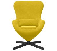 mtlskopl Fauteuil Pivotant Design Oeuf en Velours Jaune | Siège pivotant à 360 degrés pour salon et chambre, structure en métal robuste avec coussin lombaire inclus.