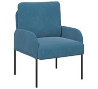 mtlskopl Fauteuil rembourré bleu, fauteuil de salon moderne avec pieds en métal, fauteuil de salon confortable en polyester, fauteuil de lecture ergonomique pour salon, chambre à coucher, 60 x 56 x 80
