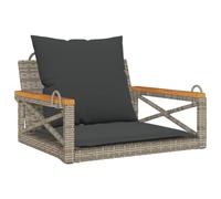 mtlskopl Fauteuil suspendu avec coussin - Gris - 63 x 62 x 40 cm - En polyrotin - Balancelle - Design moderne - Robuste et durable - Pour balcon, terrasse, jardin, salon