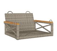 mtlskopl Fauteuil suspendu, gris, 63 x 62 x 40 cm, en rotin synthétique résistant aux intempéries, avec accoudoirs en bois d'acacia, robuste et moderne, pour jardin, balcon ou terrasse