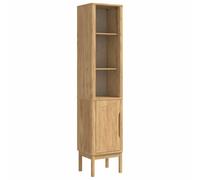 mtlskopl Floro Armoire de salle de bain, marron cire, 35 x 30 x 160 cm, en bois de pin massif, design moderne, avec étagère réglable en hauteur, montage mural, durable, pour petites salles de bains et
