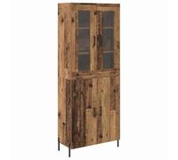 mtlskopl Haut Armoire de Rangement en Bois d'Ingénierie, Buffet Haut avec 2 Portes pour Salon et Séjour, Design Mural Gain de Place, Coloris Bois Ancien, 69,5 x 34 x 180 cm