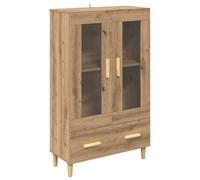 mtlskopl Haut de Buffet Vaisselier en Bois d'Ingénierie, Armoire Vitrine 2 Portes en Verre et Tiroir, Meuble Rangement Moderne pour Salon, Chêne Artisanal, 70 x 31 x 115 cm