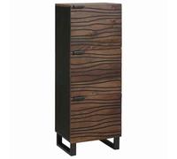 mtlskopl Highboard Marron en Bois de Manguier Massif, Buffet Haut Rustique avec 3 Portes et Étagères pour Salon, Armoire de Rangement Verticale, 40 x 33,5 x 110 cm