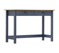 mtlskopl Hill Table console en pin massif gris et marron miel avec 2 tiroirs, coiffeuse et bureau rustique pour couloir et salon, 110 x 45 x 74 cm
