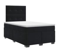 mtlskopl Lit à sommier tapissier 120 x 190 cm noir avec matelas et | Ce lit double de chambre combine un tissu d'ameublement velouté avec une tête de lit réglable pour un grand confort de