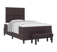 mtlskopl Lit à sommier tapissier 120 x 200 cm en tissu marron foncé avec matelas et tête de lit réglable en hauteur - Design moderne pour chambre à coucher, chambre d'adolescent et chambre d'amis