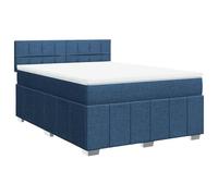 mtlskopl Lit à sommier tapissier 140 x 190 cm avec matelas et surmatelas - Lit rembourré complet en tissu avec matelas à ressorts ensachés, sommier à lattes et tête de lit réglable en hauteur pour