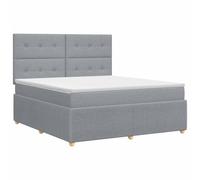 mtlskopl Lit à sommier tapissier 140 x 190 cm Gris clair avec matelas et | Solution de couchage complète pour chambre à coucher avec tête de lit réglable et housses en tissu lavables pour une hygiène.