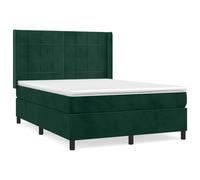 mtlskopl Lit à sommier tapissier, 140 x 200 cm, vert foncé, lit de luxe complet avec matelas et surmatelas, lit en velours, lit double, pour chambre à coucher