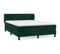 mtlskopl Lit à sommier tapissier, 140 x 200 cm, vert foncé, lit rembourré de luxe en velours avec matelas et surmatelas, lit complet pour chambre à coucher et chambre d'amis