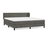 mtlskopl Lit à sommier tapissier 160 x 200 cm gris foncé - Lit rembourré en velours avec matelas et surmatelas - Lit double complet avec tête de lit réglable en hauteur pour chambre à coucher
