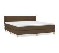 mtlskopl Lit à sommier tapissier - 160 x 200 cm - Marron foncé - Lit complet en tissu avec matelas et surmatelas - Lit double confortable avec tête de lit réglable en hauteur pour chambre à coucher