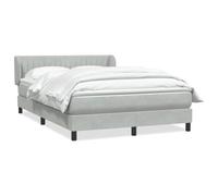 mtlskopl Lit à sommier tapissier 160 x 220 cm avec matelas et surmatelas - Lit rembourré gris clair en velours - Lit double complet avec tête de lit et oreilles réglables en hauteur - Pour chambre à