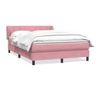 mtlskopl Lit à sommier tapissier 160 x 220 cm en velours rose - Lit rembourré avec matelas à ressorts ensachés et surmatelas - Tête de lit réglable en hauteur - Lit double complet pour chambre à
