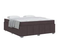 mtlskopl Lit à sommier tapissier 180 x 200 cm avec matelas Marron foncé Lit double rembourré moderne en tissu et bois Cadre de lit double stable pour chambre à coucher Charge max. 280 kg