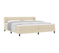 mtlskopl Lit à sommier tapissier 200 x 200 cm, crème, tête de lit réglable en bois de pin moderne