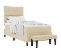 mtlskopl Lit à sommier tapissier 80 x 200 cm avec matelas et tête de lit réglable en hauteur pour chambre d'adolescent