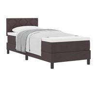 mtlskopl Lit à sommier tapissier 80 x 200 cm marron : lit simple avec matelas, sommier à lattes, tête de lit réglable, structure en bois