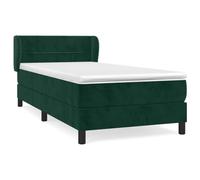 mtlskopl Lit à sommier tapissier 90 x 190 cm avec matelas et surmatelas - Lit simple en velours vert foncé avec tête de lit réglable en hauteur pour chambre à coucher et chambres d'amis