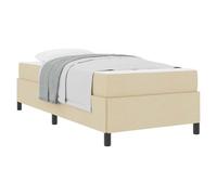 mtlskopl Lit à sommier tapissier 90 x 190 cm - Cadre en bois en tissu crème avec ressorts ensachés moyennement fermes et sommier à lattes - Canapé-lit moderne pour invités, chambre d'adolescent, salon
