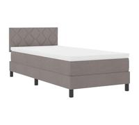 mtlskopl Lit à sommier tapissier avec LED - Taupe - 90 x 200 cm - Cadre en tissu - Tête de lit réglable - Matelas - Sommier à lattes - Design moderne - Pour chambre à coucher, chambre d'amis, chambre