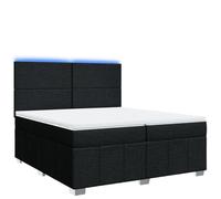 mtlskopl Lit à sommier tapissier, avec matelas, noir, 200 x 200 cm, système de couchage confortable toute l'année, en polyester massif, design moderne, pour chambre à coucher, lit double