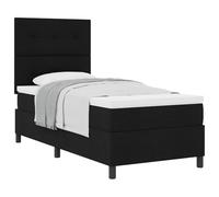 mtlskopl Lit à sommier tapissier, avec matelas, noir, 80 x 200 cm, en tissu de pin massif, moderne, simple, pour chambre à coucher, chambre d'amis, chambre d'adolescent