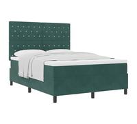 mtlskopl Lit à sommier tapissier avec matelas, vert foncé, 140 x 190 cm, en tissu moderne, avec tête de lit réglable en hauteur, cadre en bois robuste, pour chambre à coucher et chambre d'amis