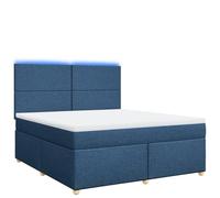 mtlskopl Lit à sommier tapissier, bleu, 180 x 200 cm, avec matelas à ressorts ensachés, éclairage LED, tête de lit en tissu, réglable en hauteur, design moderne, pour chambre d'adolescent, chambre