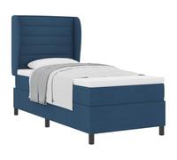 mtlskopl Lit à sommier tapissier, bleu, 90 x 200 cm, avec tête de lit, design moderne, matelas à fermeté moyenne et housse en tissu, pour chambre d'adolescent et chambre d'amis