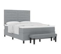 mtlskopl Lit à sommier tapissier en tissu gris clair, 140 x 190 cm, avec tête de lit réglable et matelas, charge de 280 kg, robuste et moderne, pour chambre à coucher, chambre d'amis et bureau à